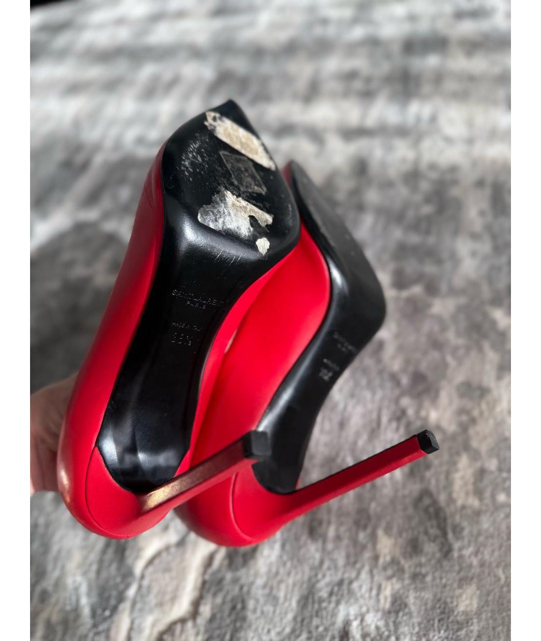 SAINT LAURENT Красные кожаные туфли, фото 5