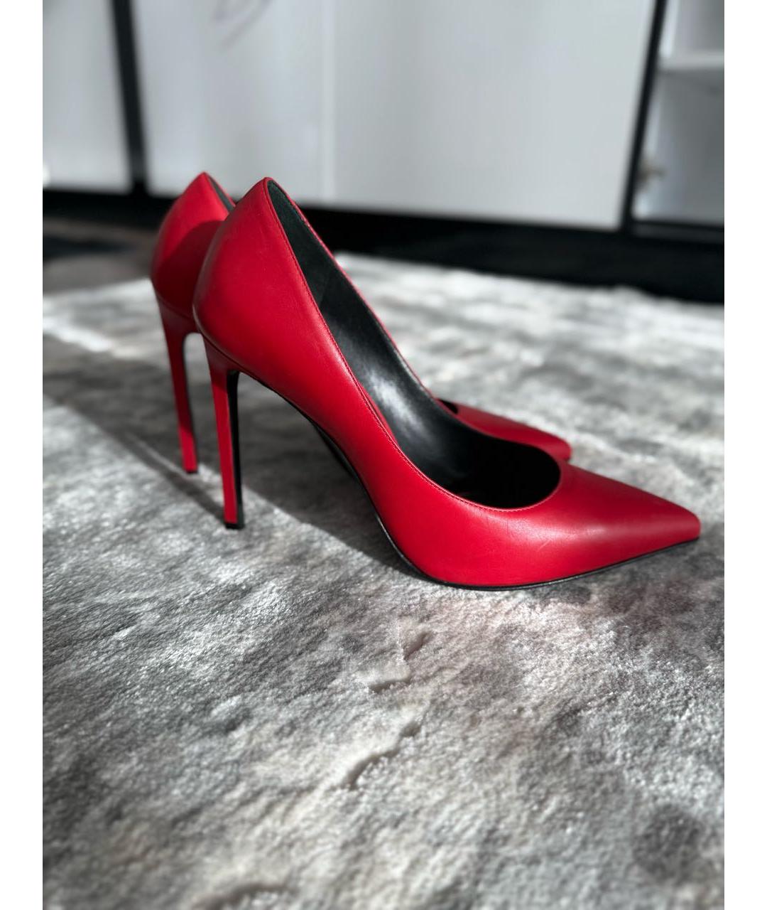 SAINT LAURENT Красные кожаные туфли, фото 7
