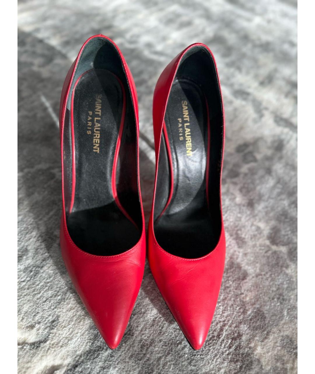 SAINT LAURENT Красные кожаные туфли, фото 8