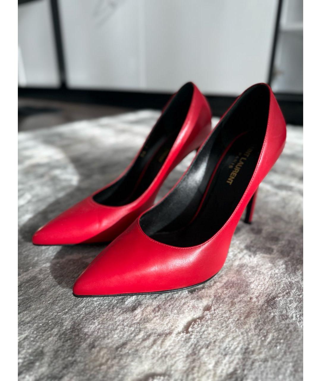 SAINT LAURENT Красные кожаные туфли, фото 2