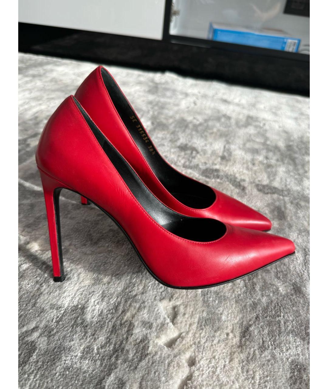 SAINT LAURENT Красные кожаные туфли, фото 9