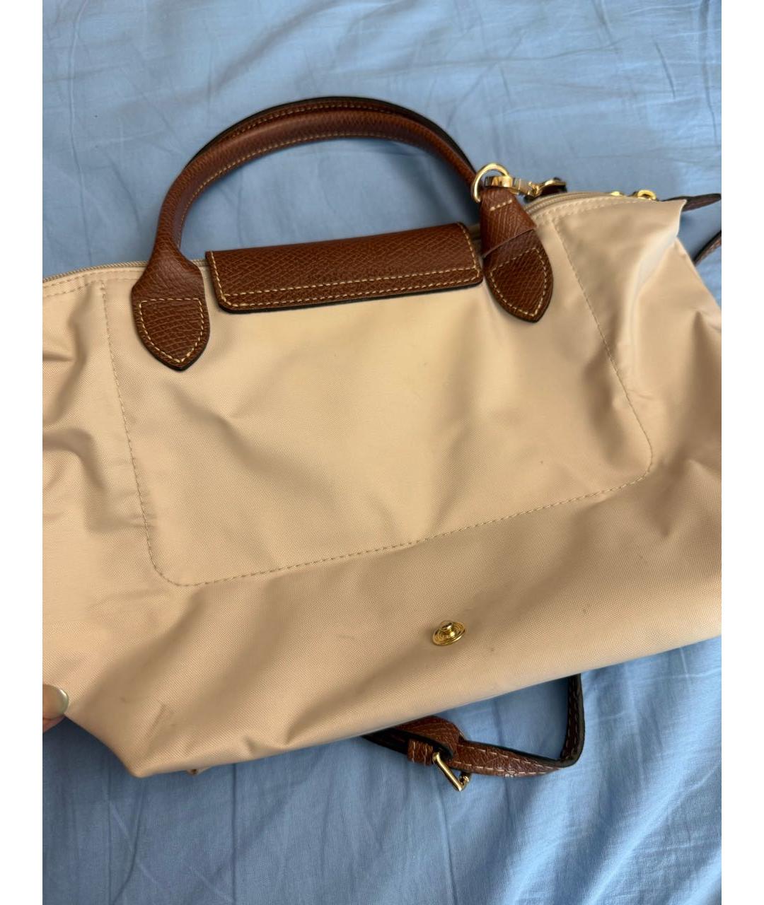 LONGCHAMP Бежевая нейлоновая сумка с короткими ручками, фото 4
