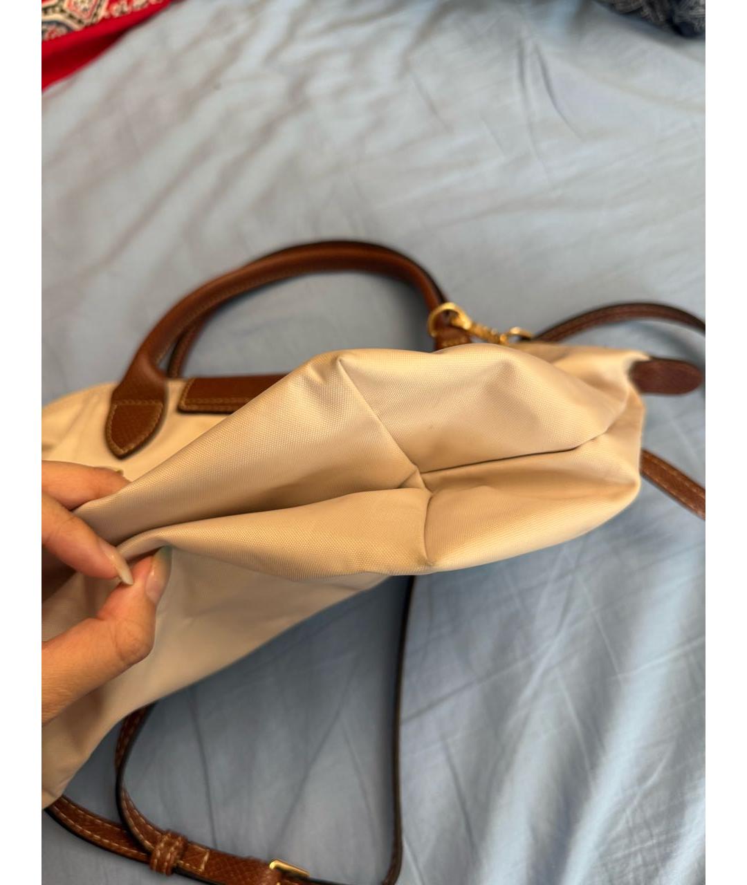 LONGCHAMP Бежевая нейлоновая сумка с короткими ручками, фото 7