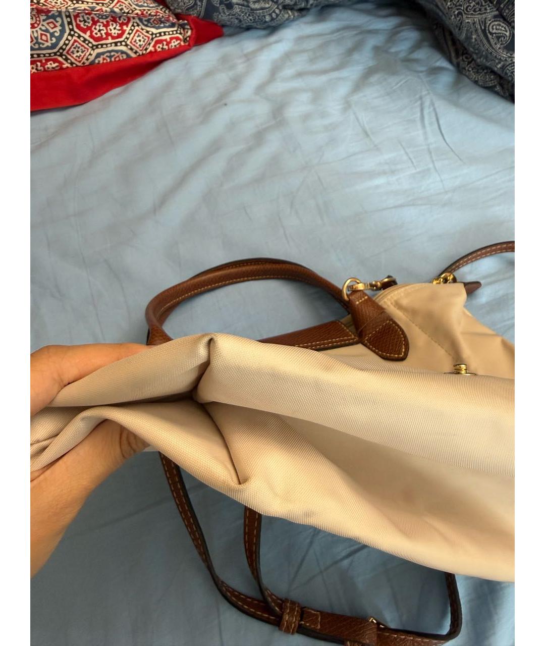 LONGCHAMP Бежевая нейлоновая сумка с короткими ручками, фото 6