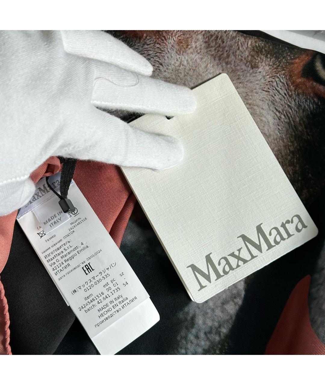 MAX MARA Черный шелковый платок, фото 4