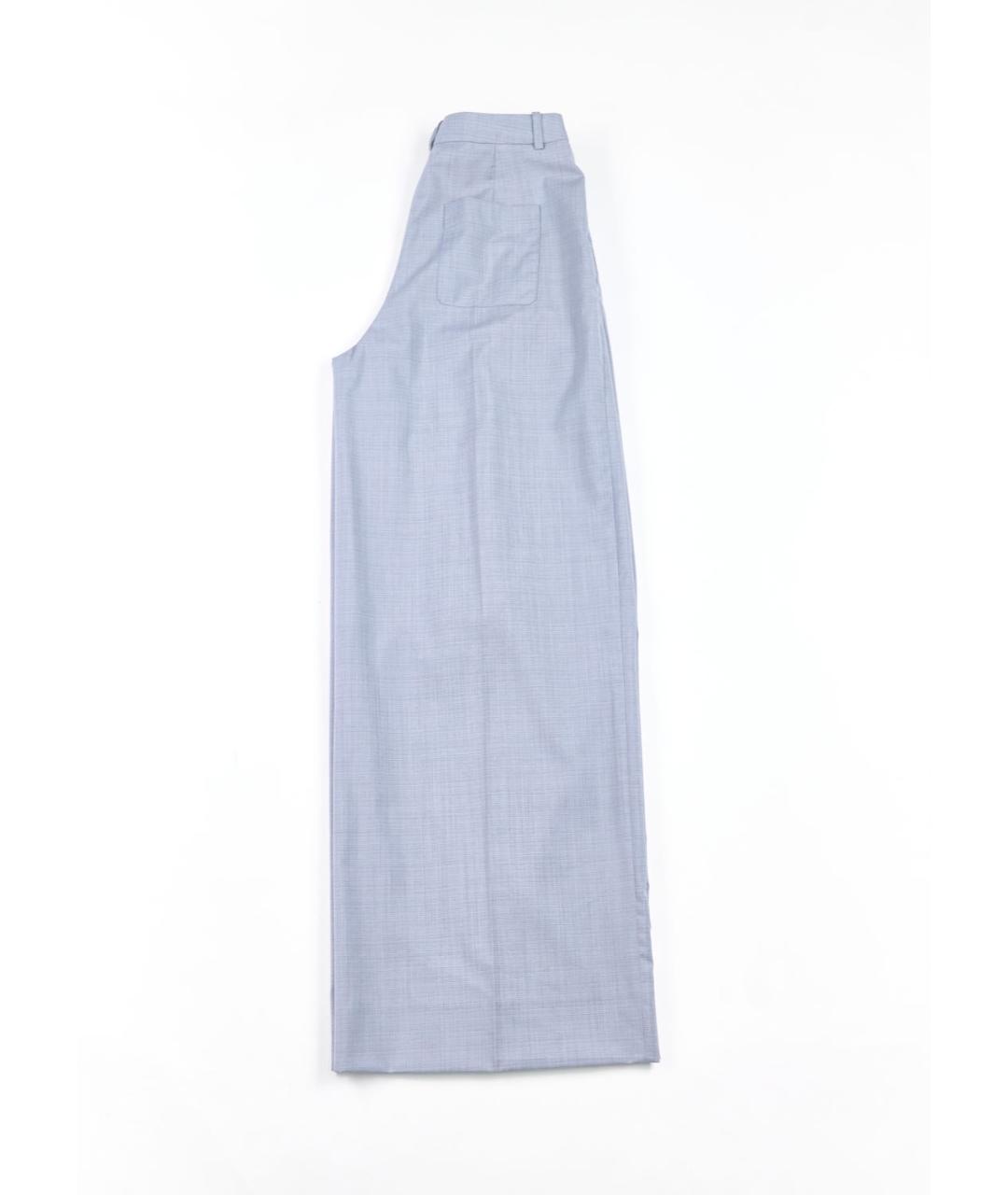JIL SANDER NAVY Голубые шерстяные брюки широкие, фото 3