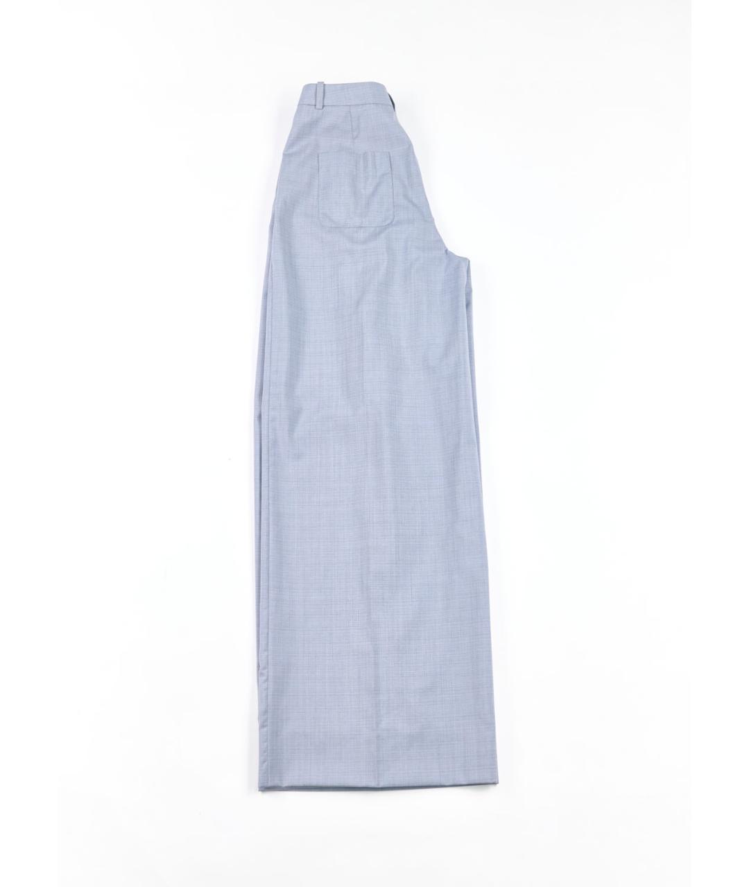 JIL SANDER NAVY Голубые шерстяные брюки широкие, фото 5