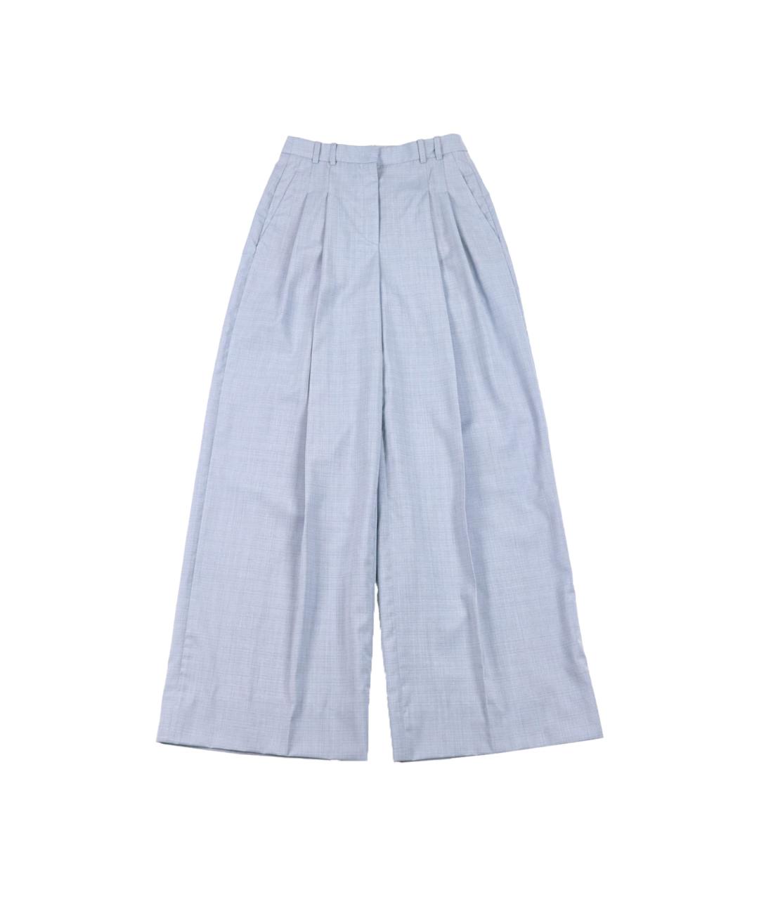 JIL SANDER NAVY Голубые шерстяные брюки широкие, фото 1