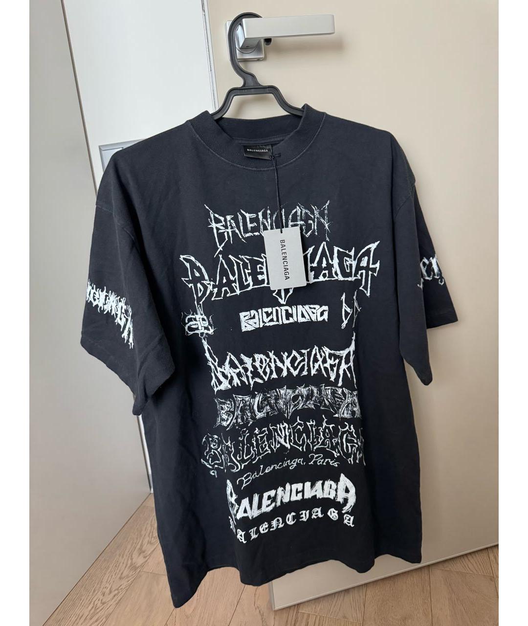BALENCIAGA Черная хлопко-полиэстеровая футболка, фото 8