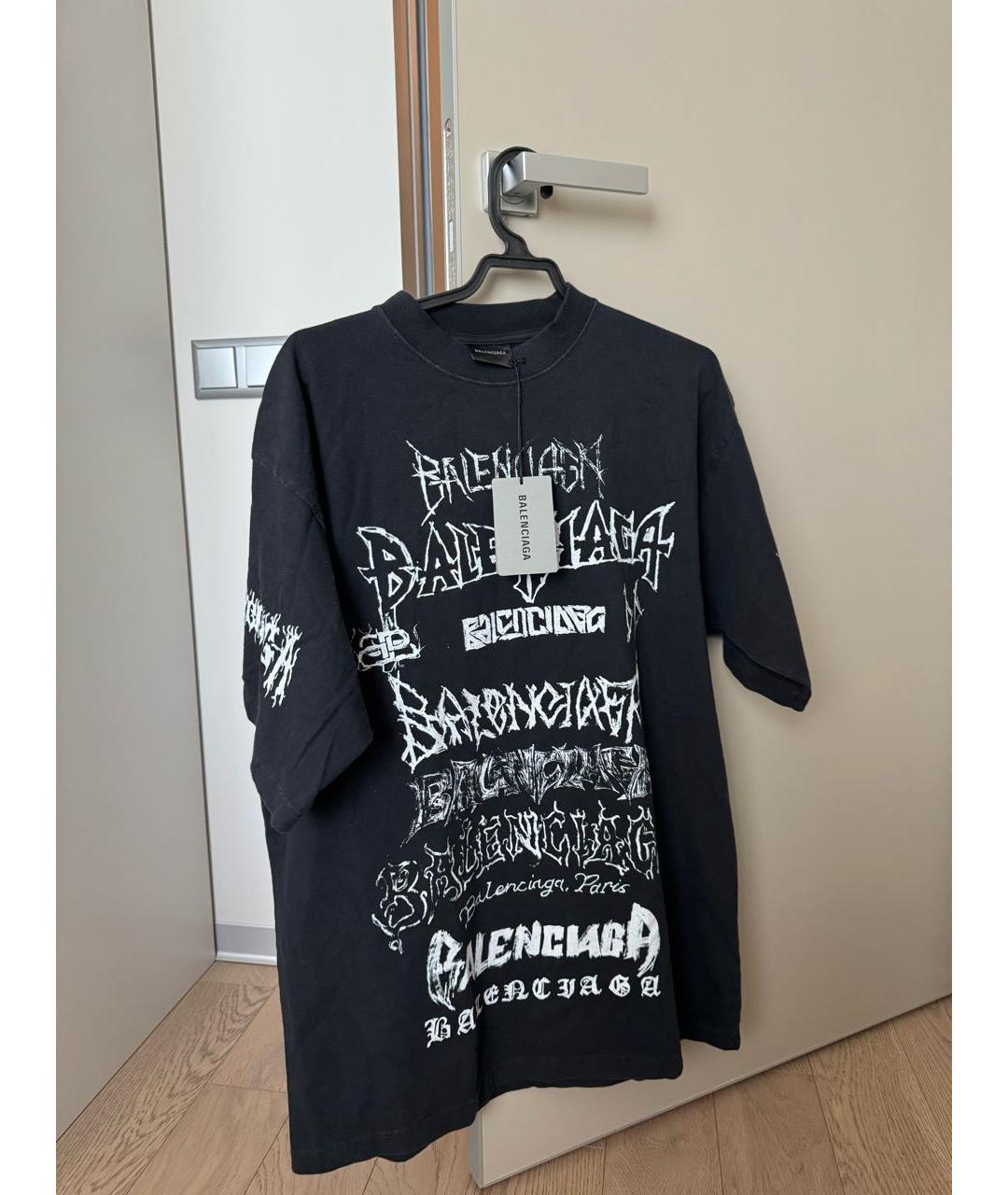 BALENCIAGA Черная хлопко-полиэстеровая футболка, фото 6