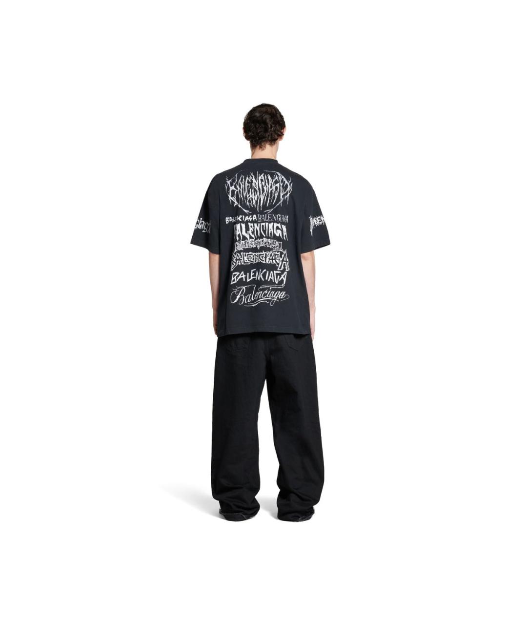 BALENCIAGA Черная хлопко-полиэстеровая футболка, фото 3