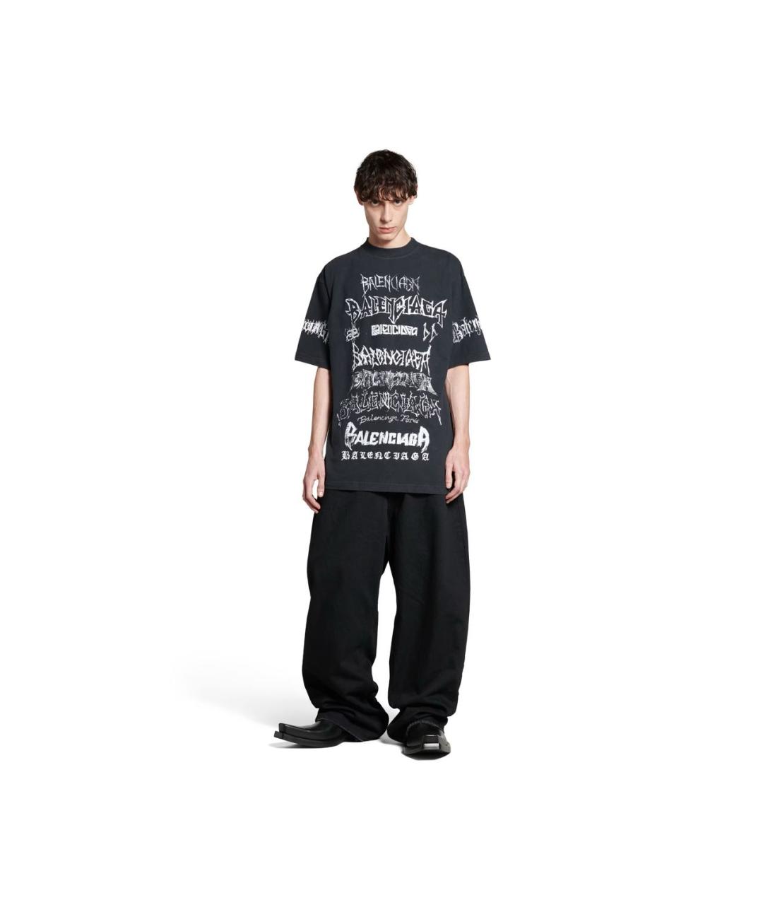 BALENCIAGA Черная хлопко-полиэстеровая футболка, фото 2
