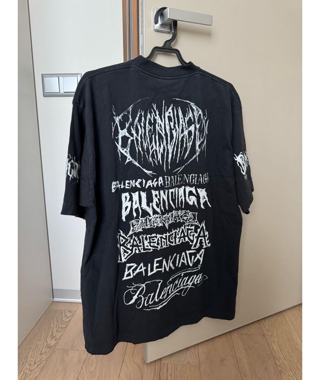 BALENCIAGA Черная хлопко-полиэстеровая футболка, фото 5