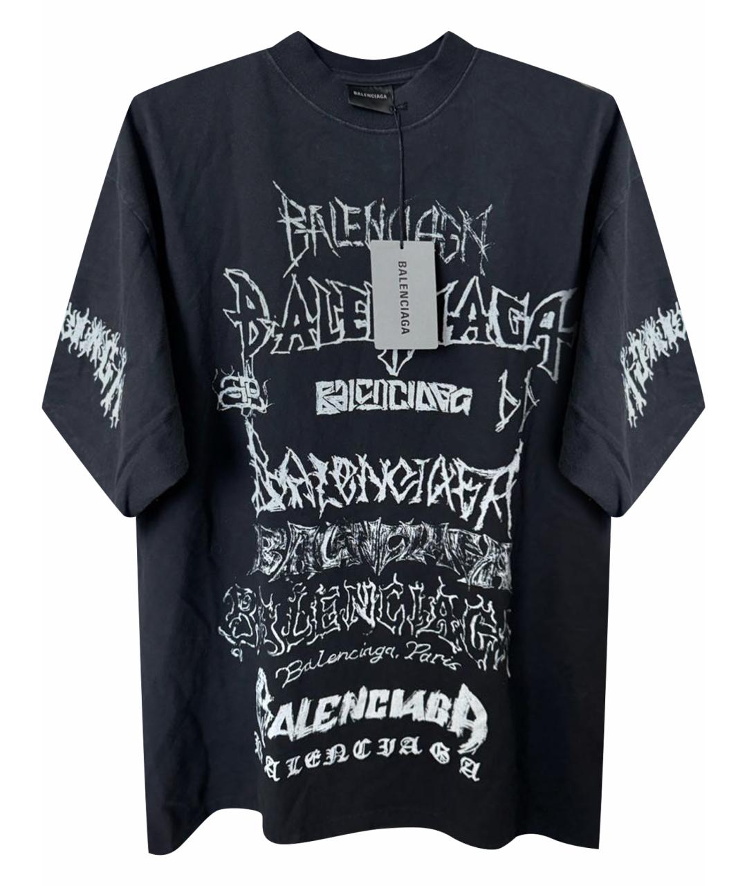 BALENCIAGA Черная хлопко-полиэстеровая футболка, фото 1