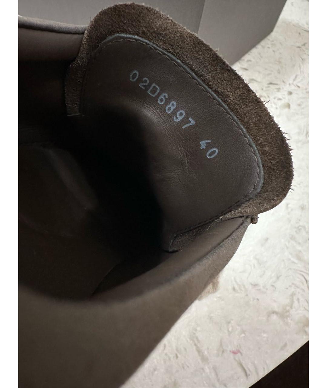 RICK OWENS Коричневые кожаные низкие кроссовки / кеды, фото 7