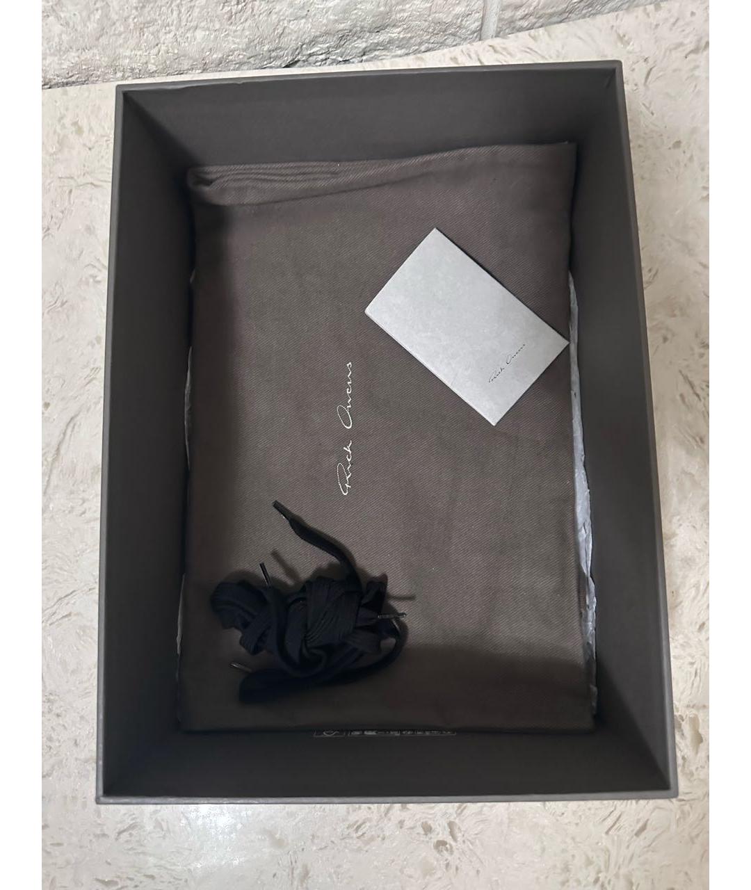RICK OWENS Коричневые кожаные низкие кроссовки / кеды, фото 6