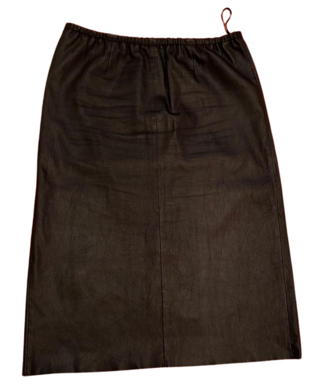 ZADIG & VOLTAIRE Черная кожаная юбка миди, фото 1