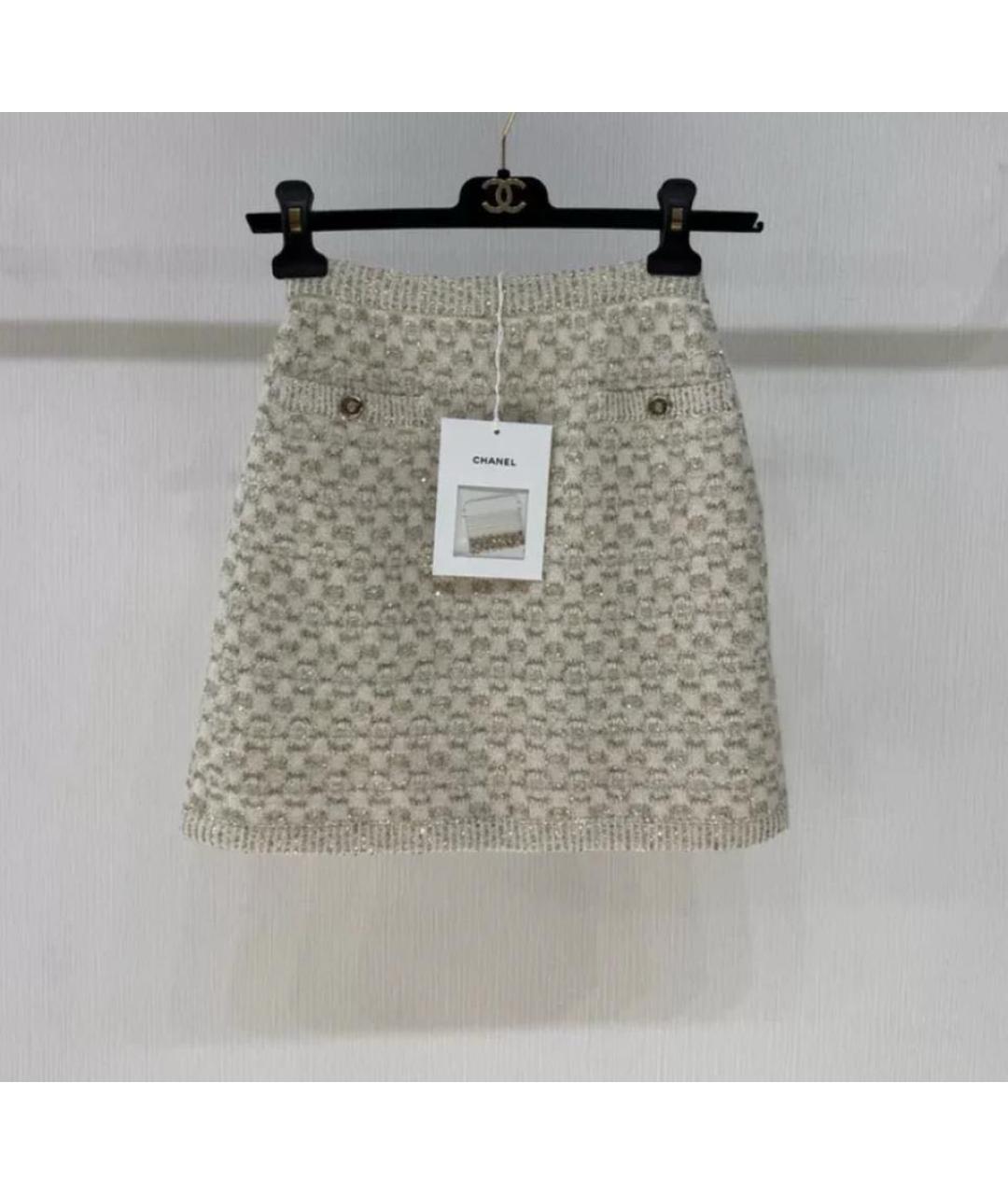 CHANEL Бежевая кашемировая юбка мини, фото 5