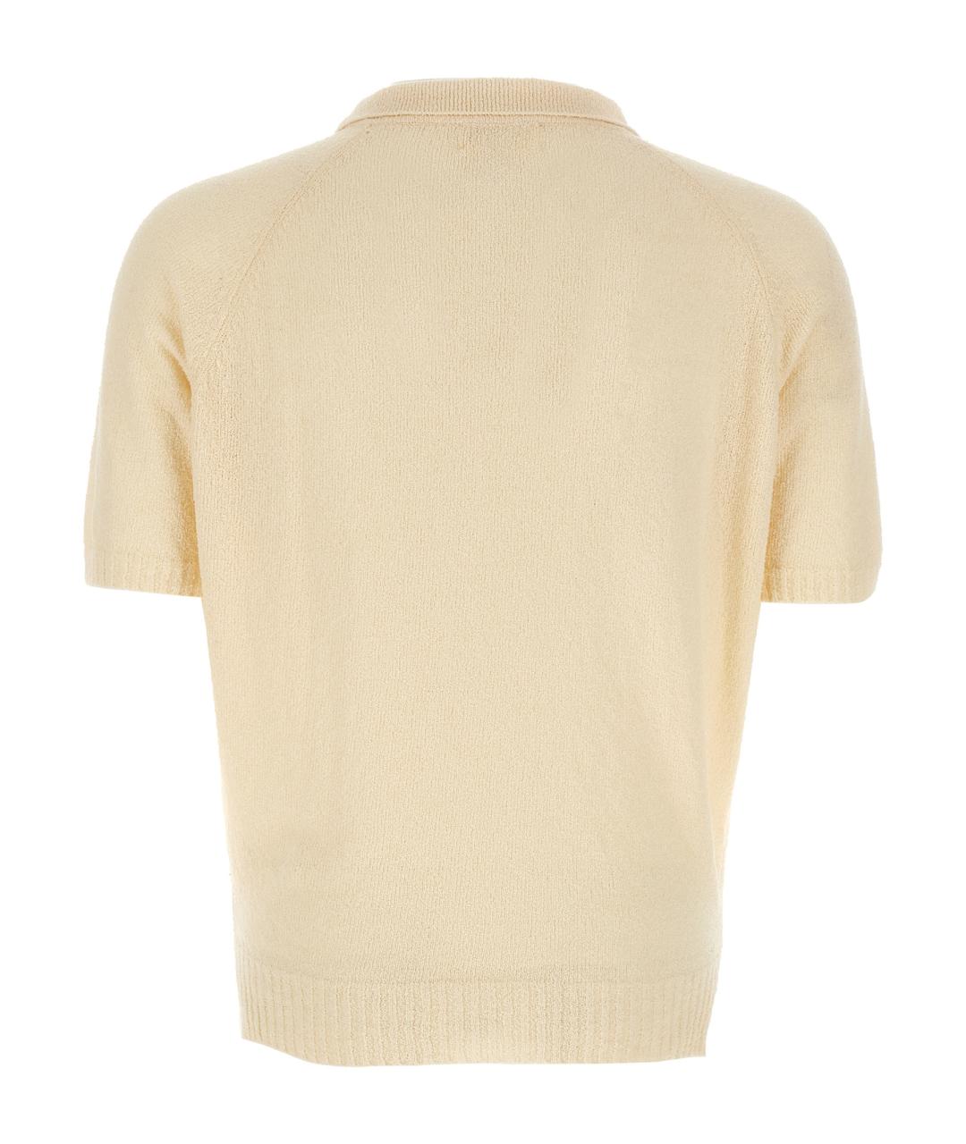 MA'RY'YA Бежевое хлопковое поло с коротким рукавом, фото 2