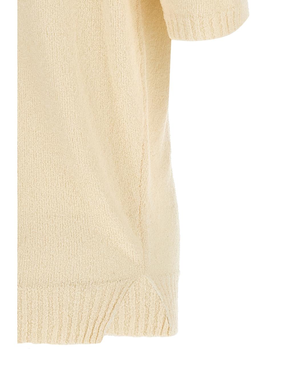 MA'RY'YA Бежевое хлопковое поло с коротким рукавом, фото 4