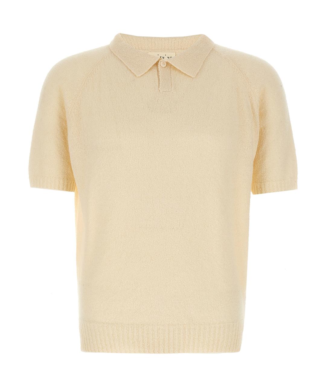 MA'RY'YA Бежевое хлопковое поло с коротким рукавом, фото 1