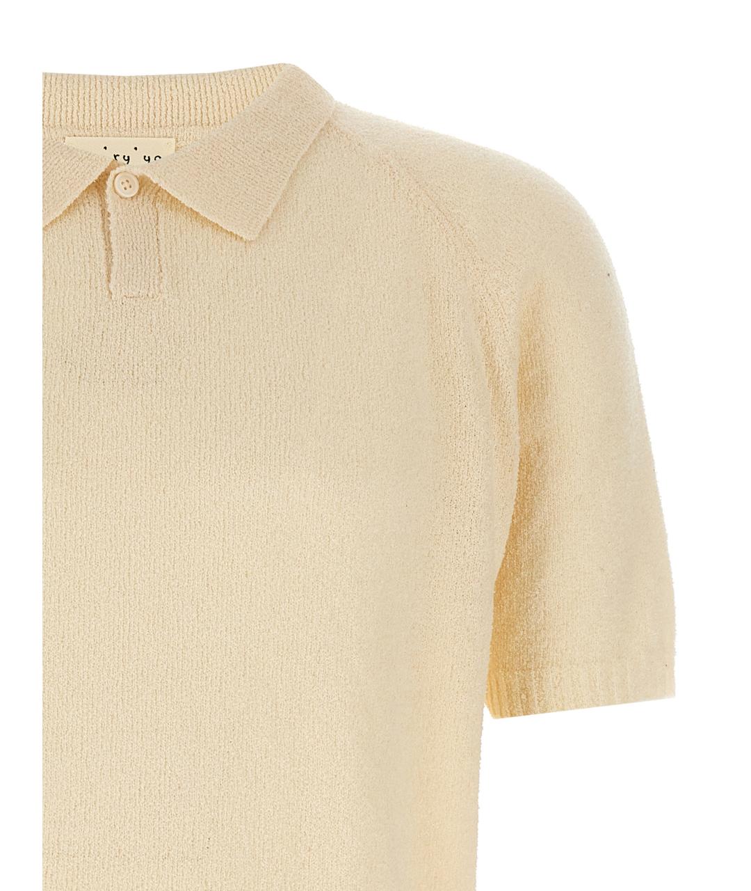 MA'RY'YA Бежевое хлопковое поло с коротким рукавом, фото 3