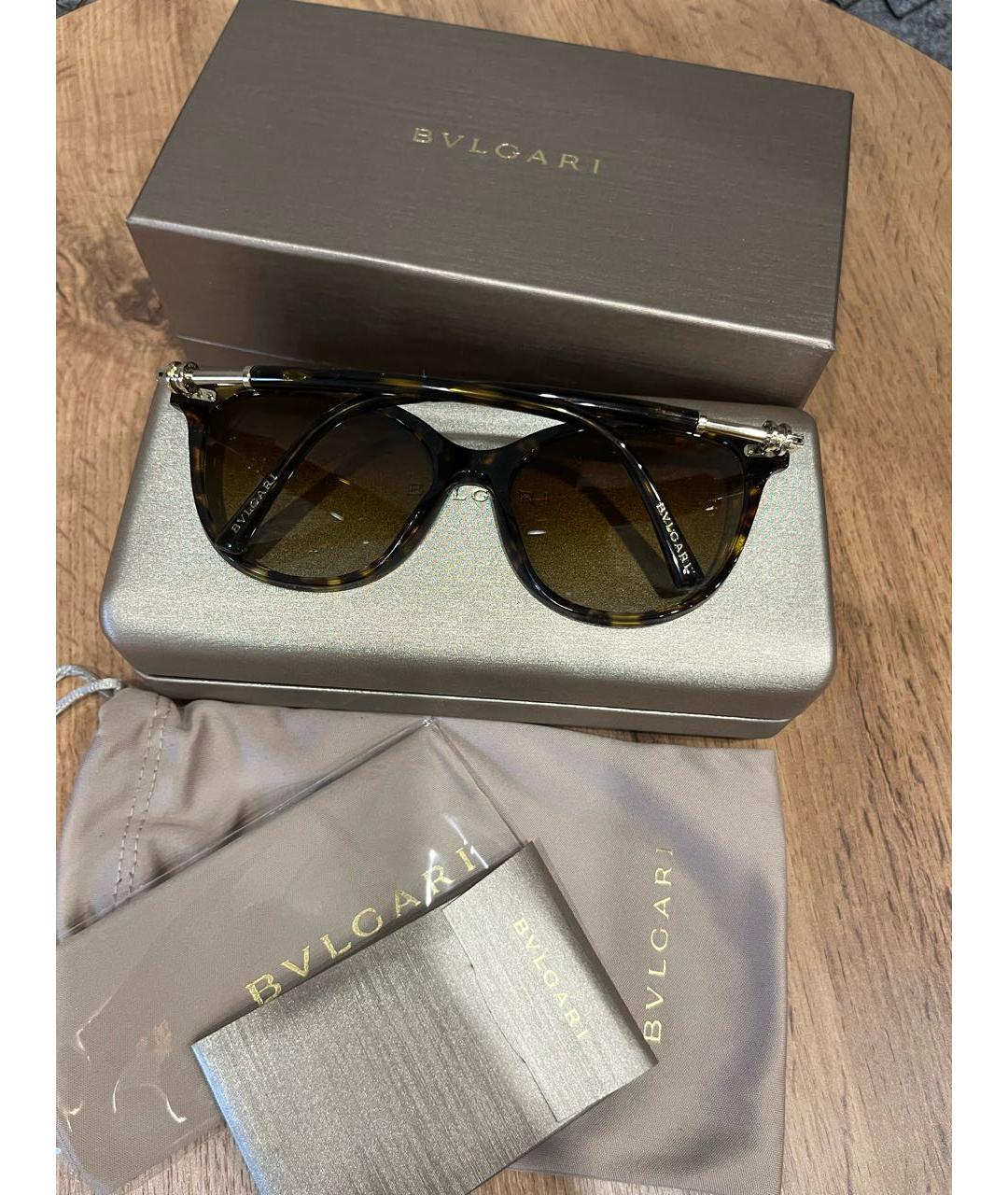 BVLGARI Коричневые пластиковые солнцезащитные очки, фото 5