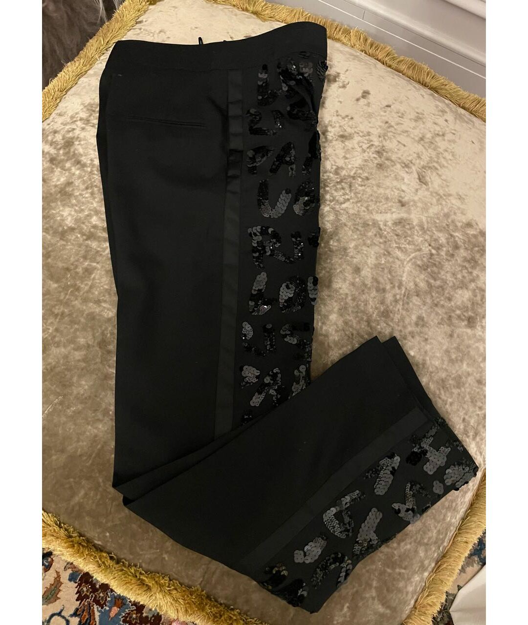 LOUIS VUITTON Черные шерстяные прямые брюки, фото 4