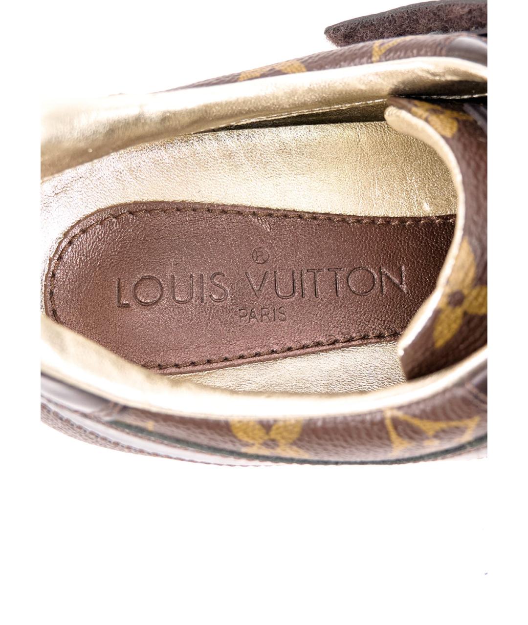 LOUIS VUITTON Коричневые кожаные кеды, фото 5