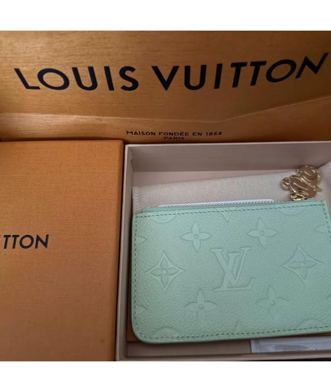 LOUIS VUITTON Зеленый кожаный кардхолдер, фото 4