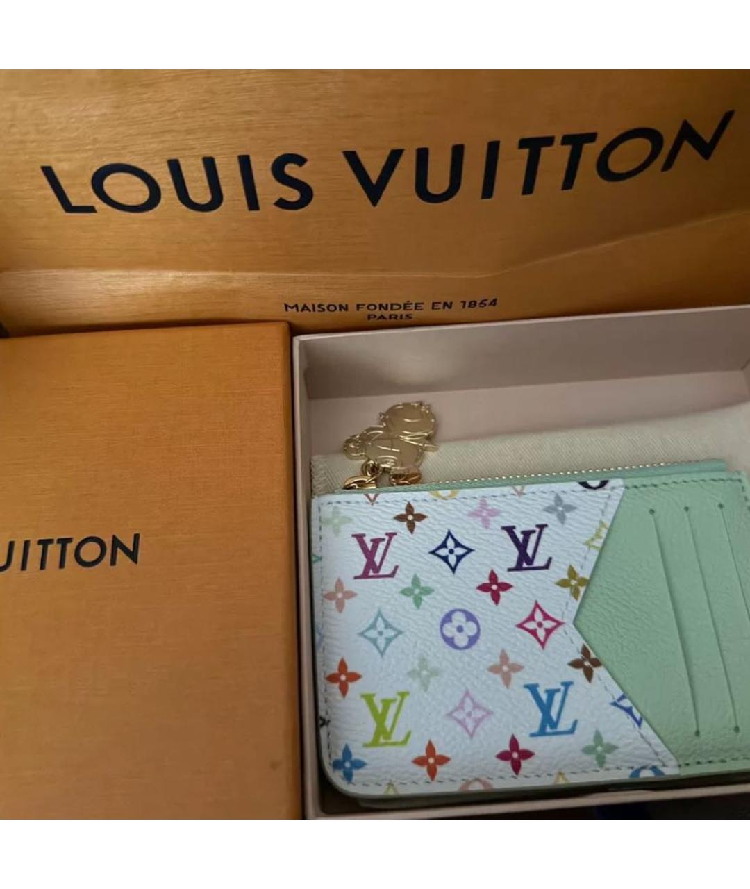 LOUIS VUITTON Зеленый кожаный кардхолдер, фото 2