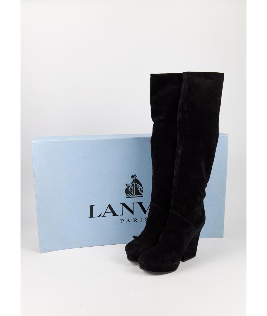 LANVIN Черные замшевые сапоги, фото 7