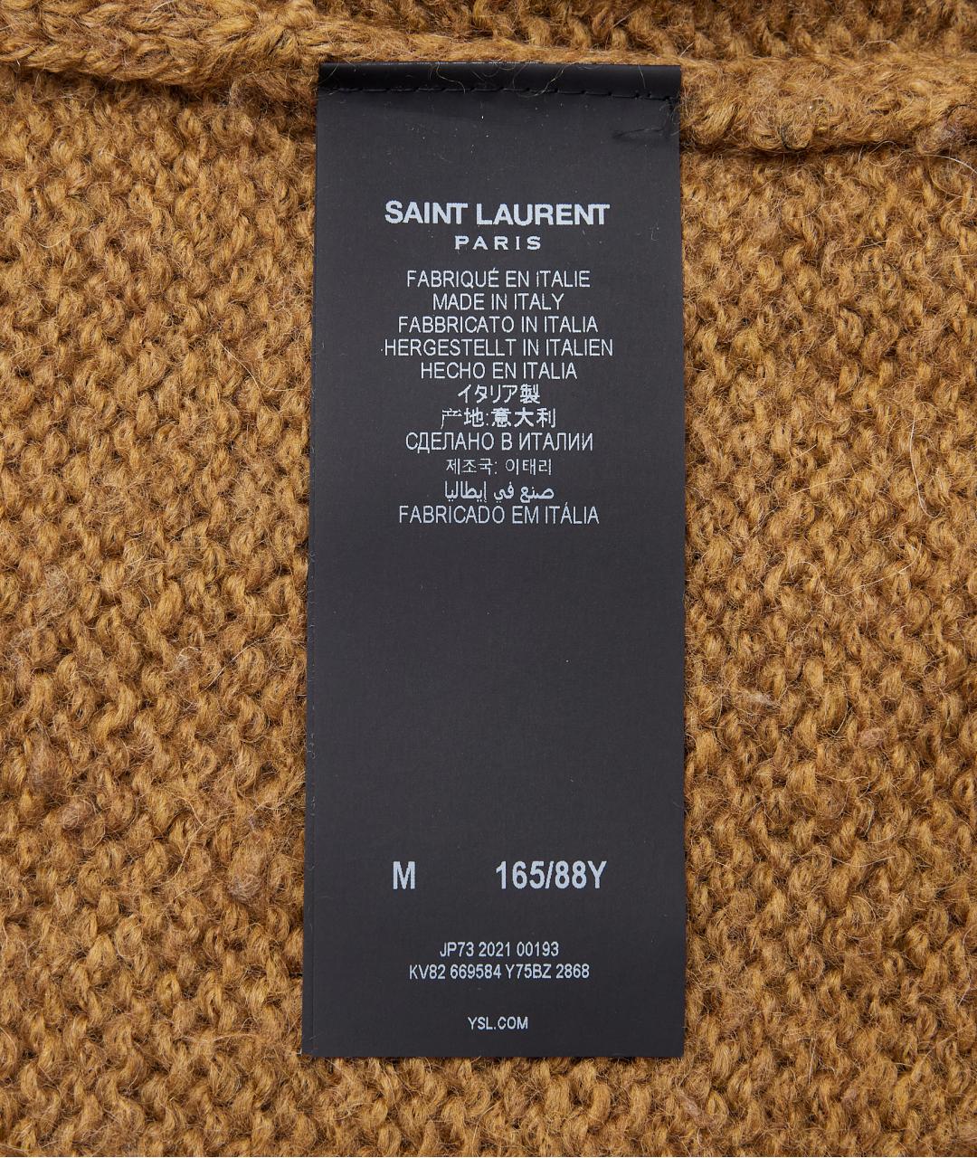 SAINT LAURENT Коричневое шерстяное повседневное платье, фото 5