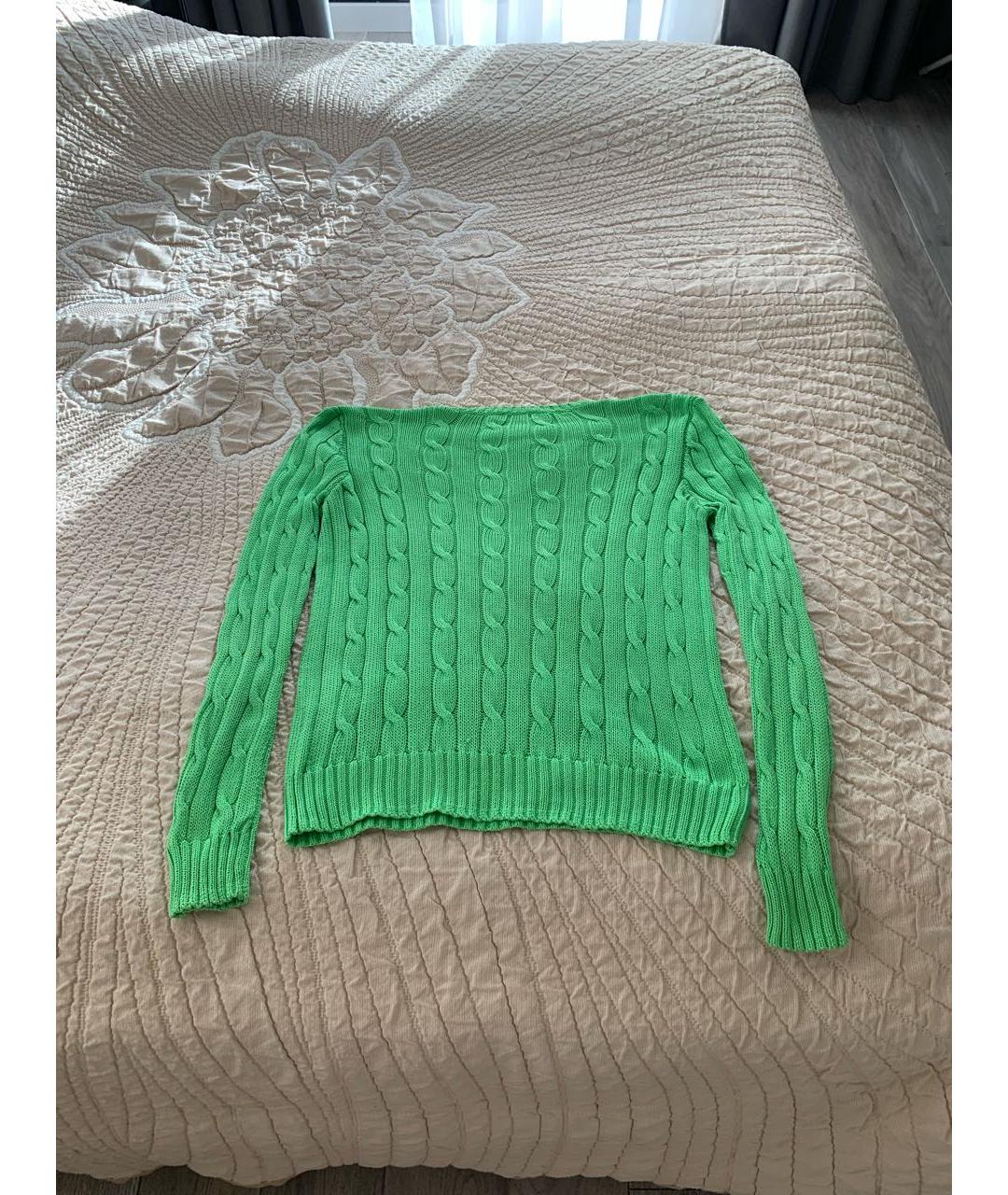 POLO RALPH LAUREN Зеленый хлопковый джемпер / свитер, фото 2