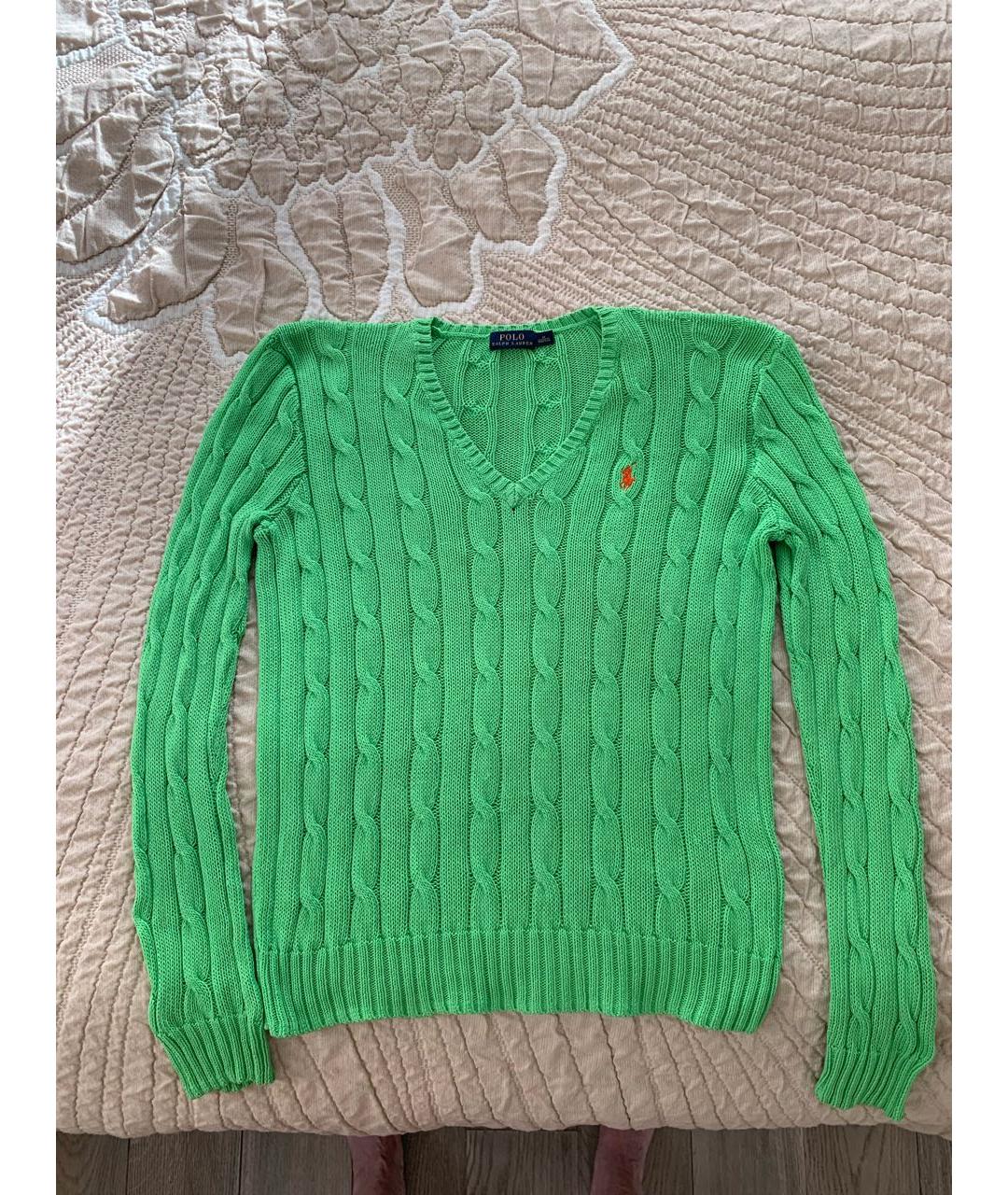 POLO RALPH LAUREN Зеленый хлопковый джемпер / свитер, фото 5