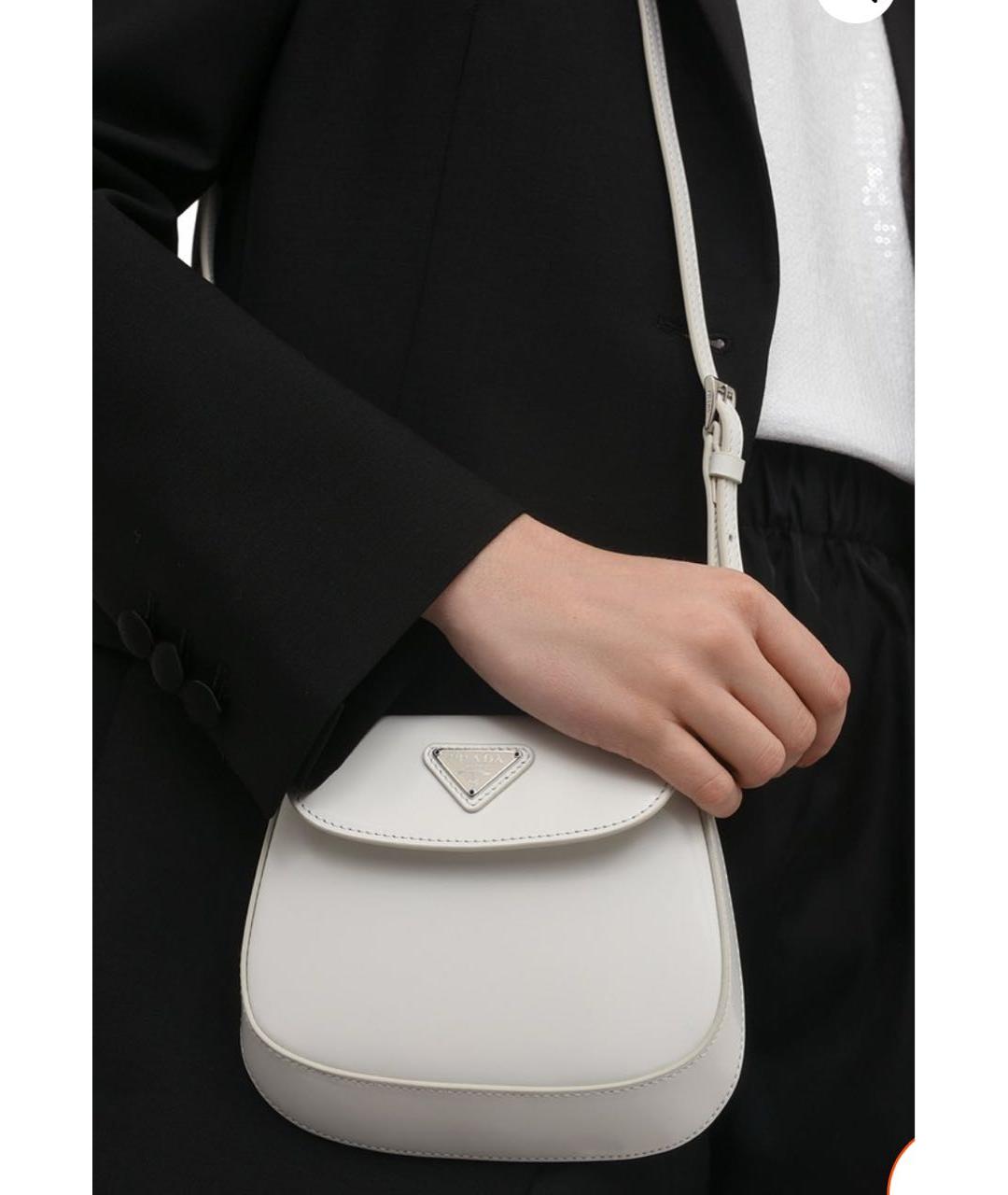 PRADA Белая сумка через плечо из лакированной кожи, фото 6