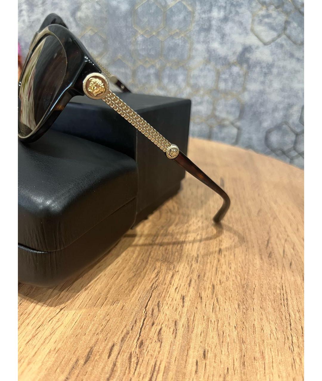 VERSACE Коричневые пластиковые солнцезащитные очки, фото 5