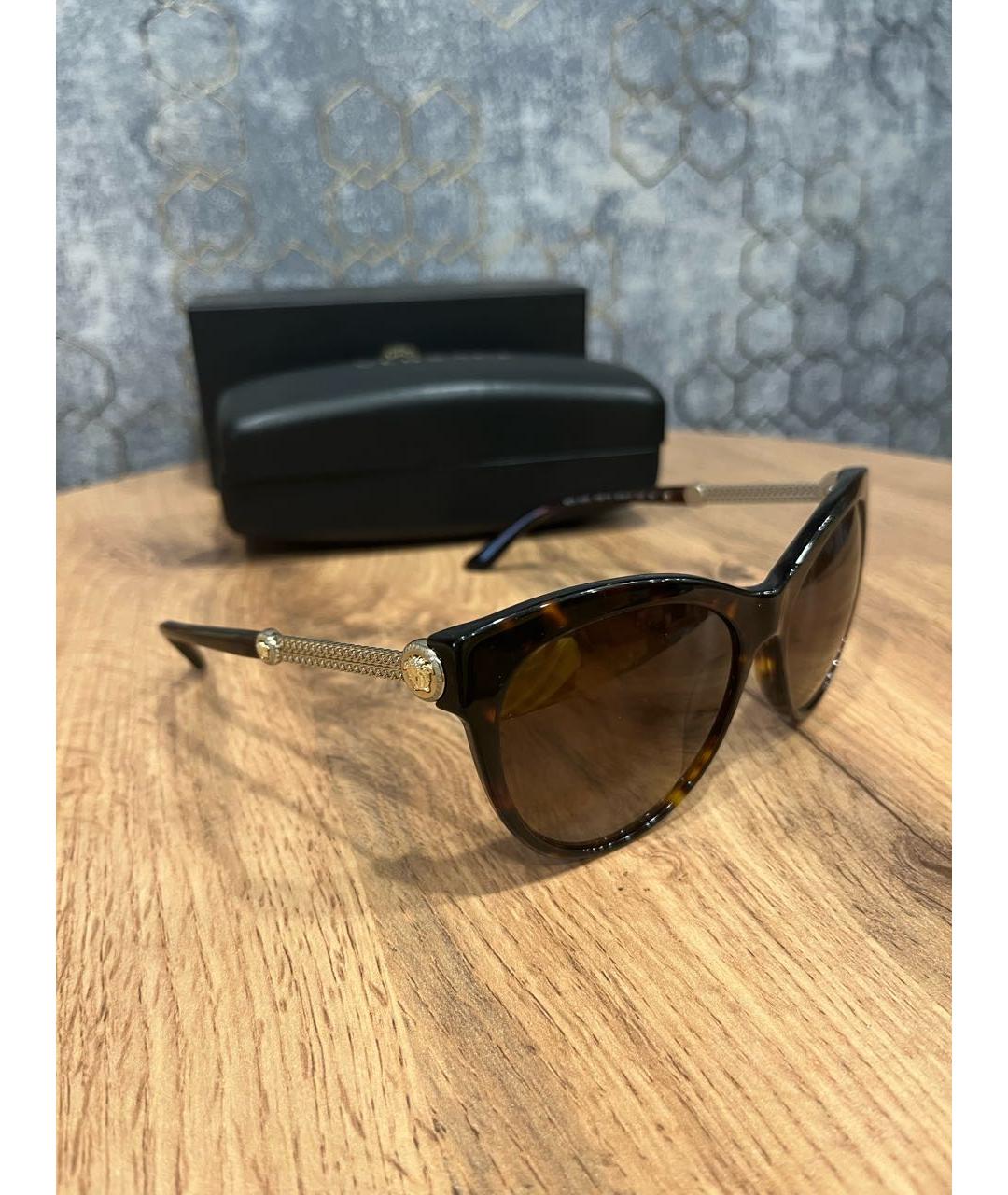 VERSACE Коричневые пластиковые солнцезащитные очки, фото 2