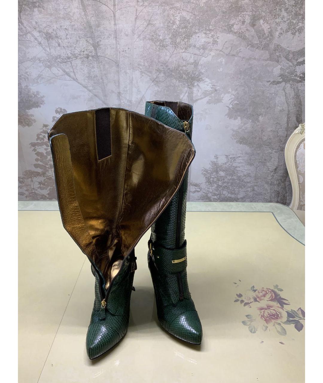 ESCADA Зеленые сапоги из экзотической кожи, фото 7