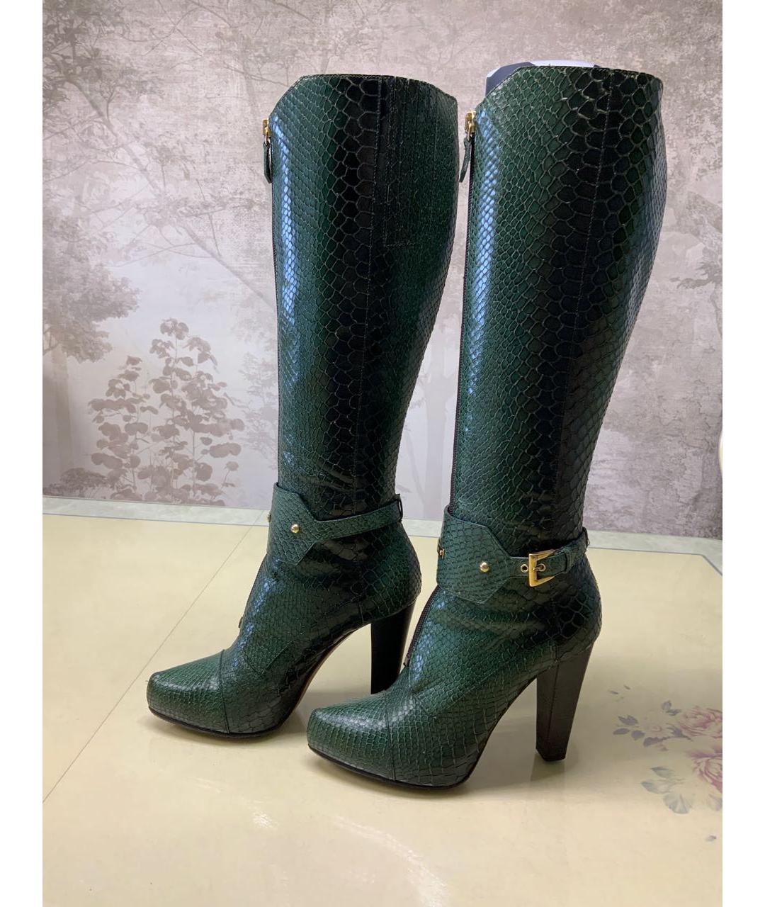 ESCADA Зеленые сапоги из экзотической кожи, фото 9