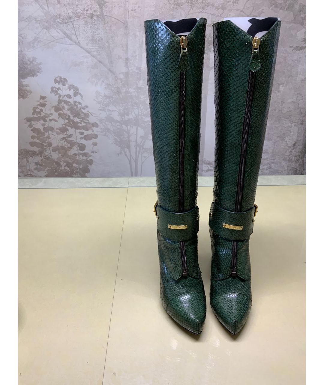 ESCADA Зеленые сапоги из экзотической кожи, фото 2