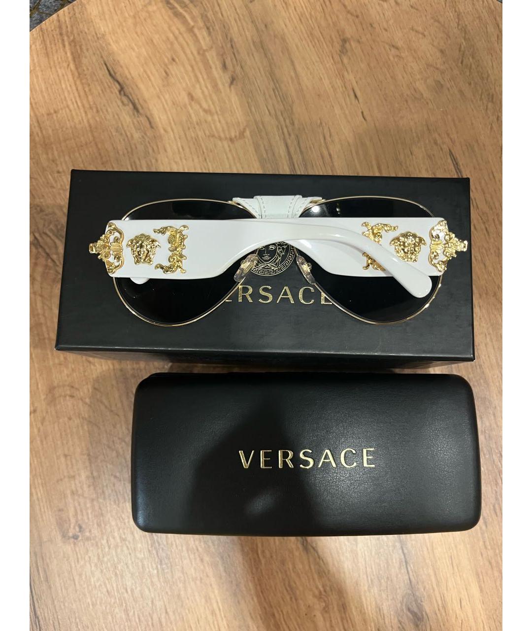 VERSACE Белые пластиковые солнцезащитные очки, фото 6