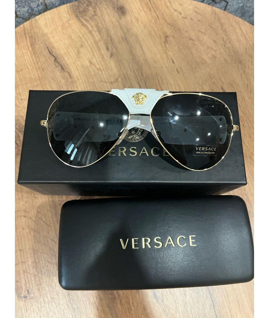 VERSACE Белые пластиковые солнцезащитные очки, фото 5