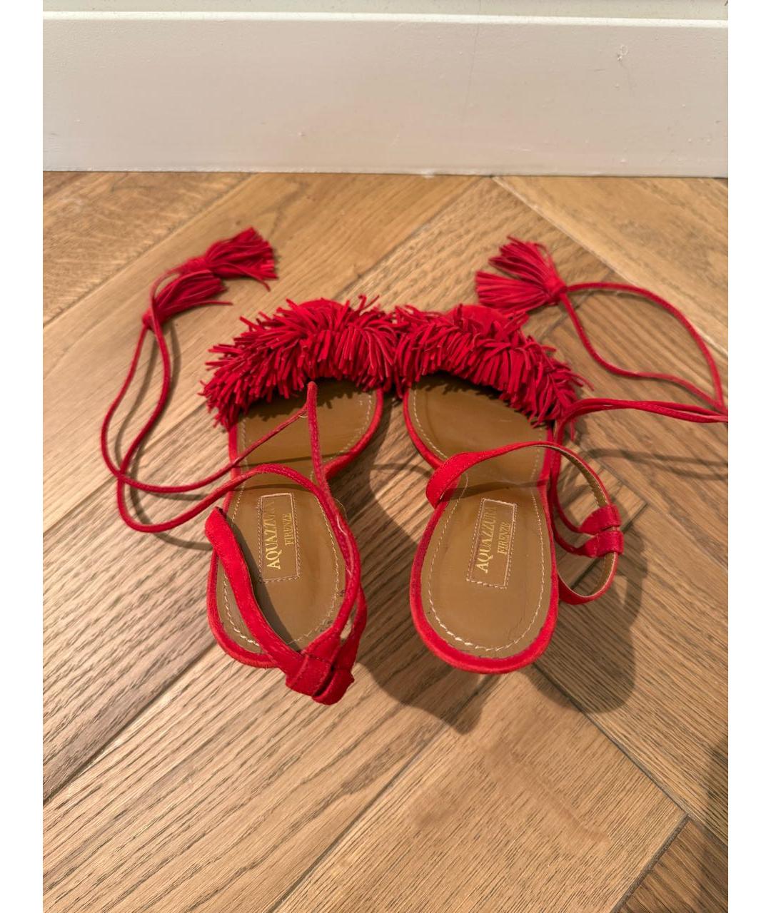 AQUAZZURA Красные замшевые босоножки, фото 3