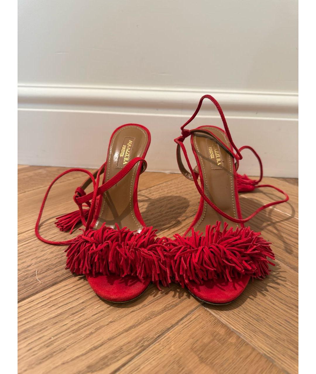 AQUAZZURA Красные замшевые босоножки, фото 2