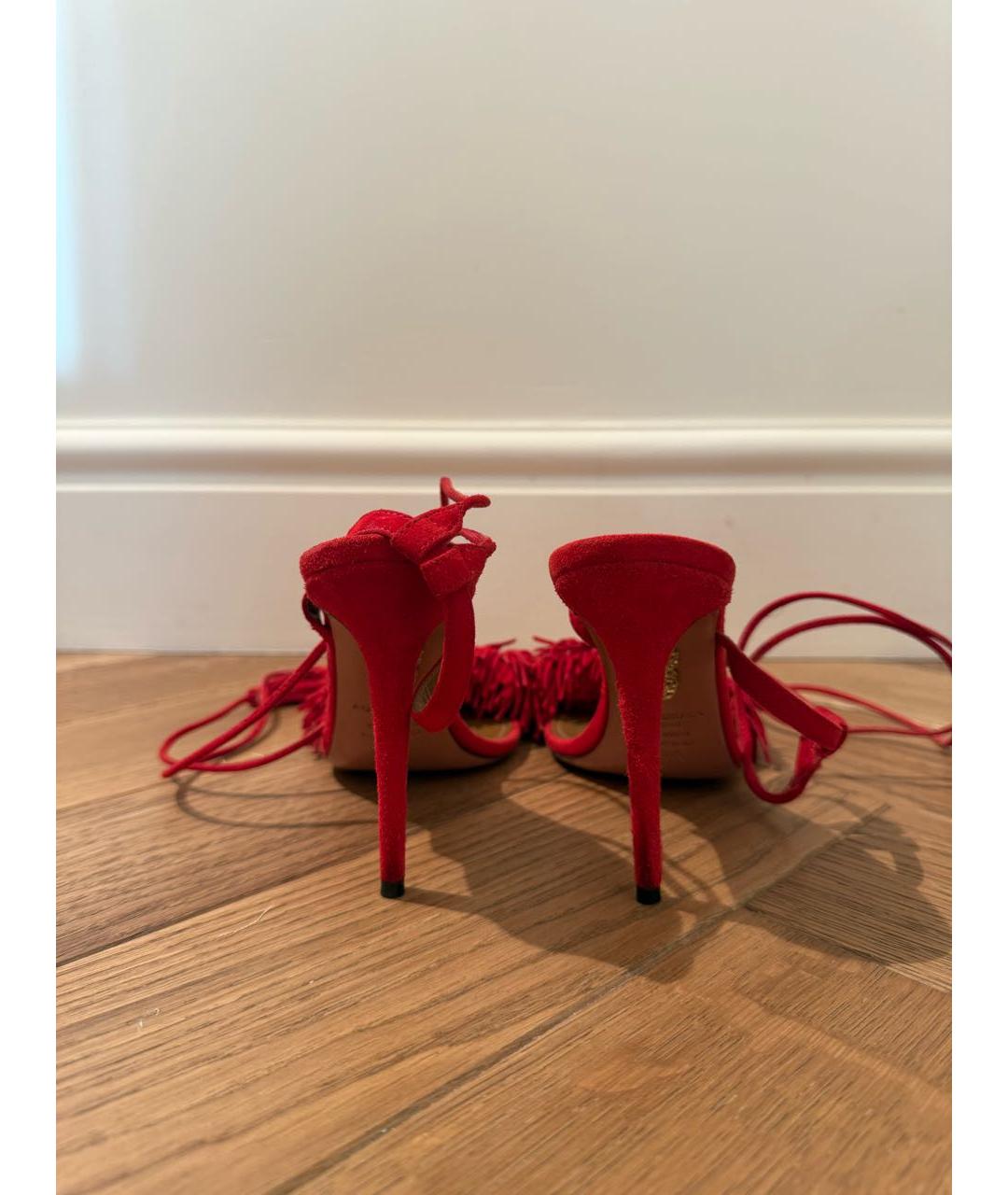 AQUAZZURA Красные замшевые босоножки, фото 4