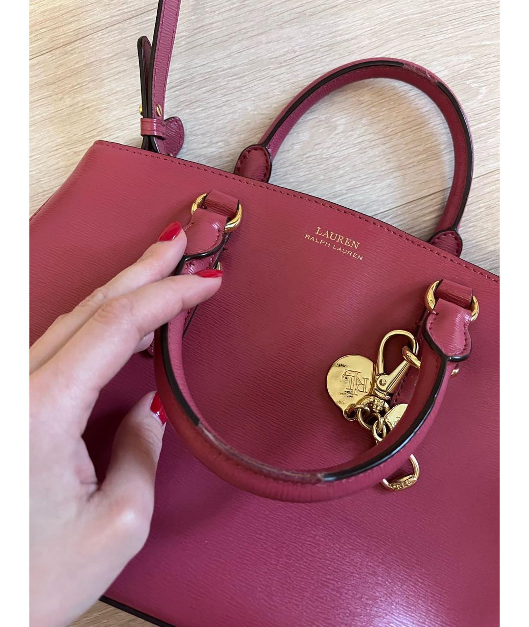 RALPH LAUREN Розовая сумка тоут из искусственной кожи, фото 4