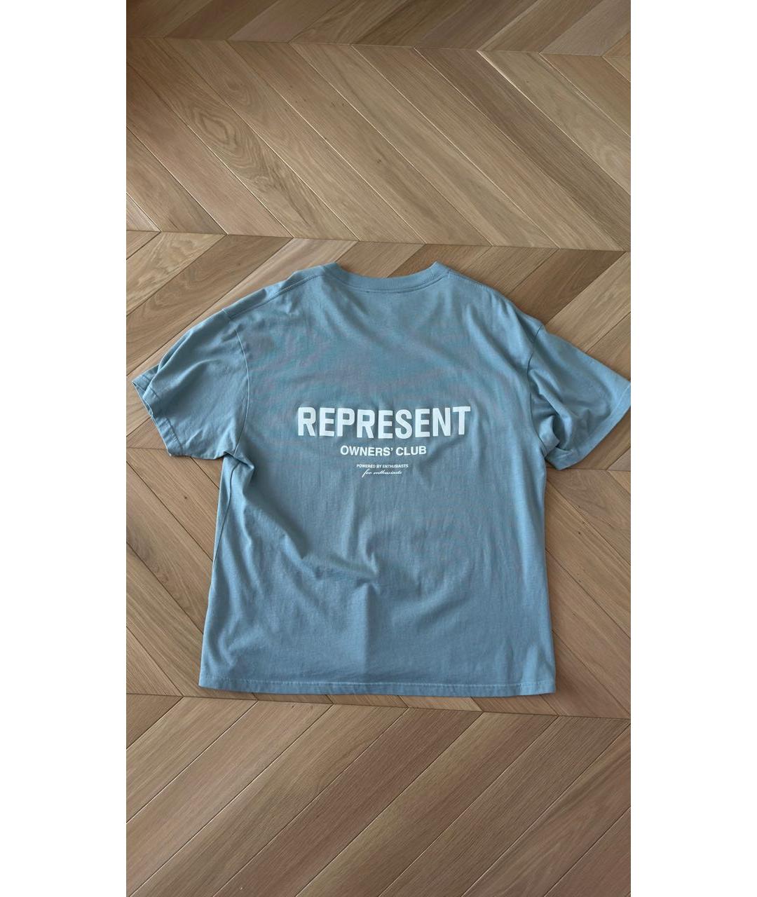 REPRESENT Голубая хлопковая футболка, фото 2