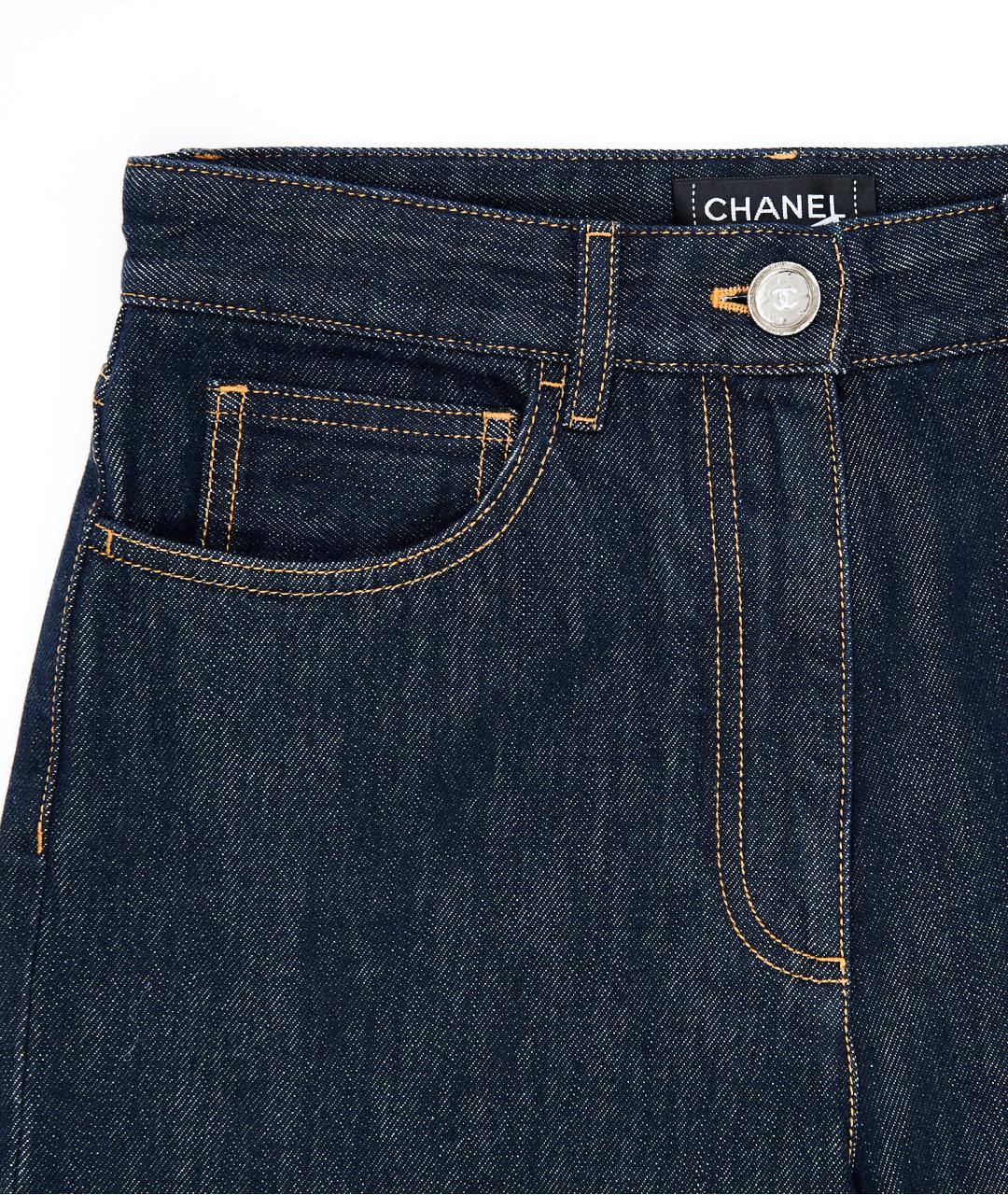 CHANEL Синие хлопковые прямые джинсы, фото 2