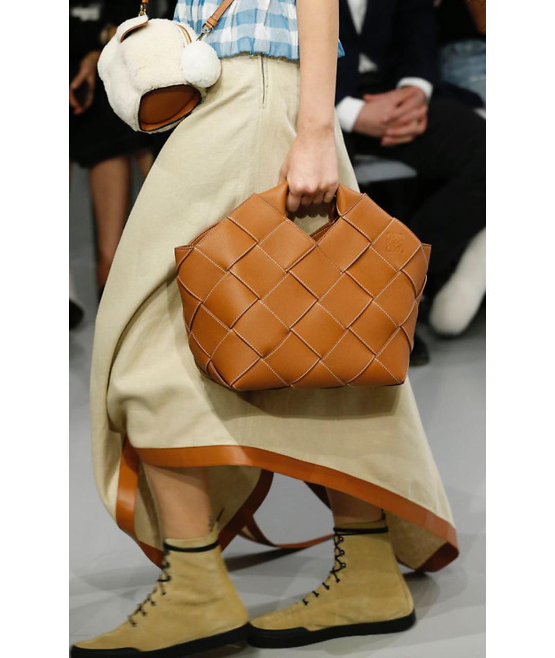 LOEWE Коричневая кожаная сумка с короткими ручками, фото 5